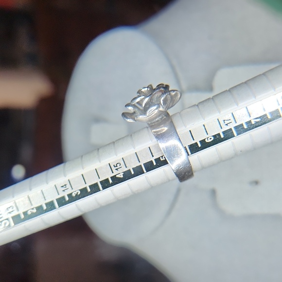 Rose or peony flower sterling silver ring - Picture 7 of 8